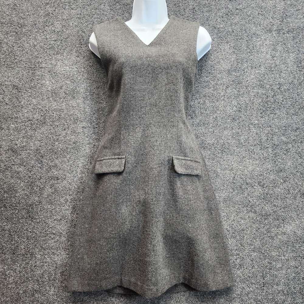 Eddie Bauer‎ Vintage Wool Herringbone Sheath Jumper Dress Pinafore Gray Size 2